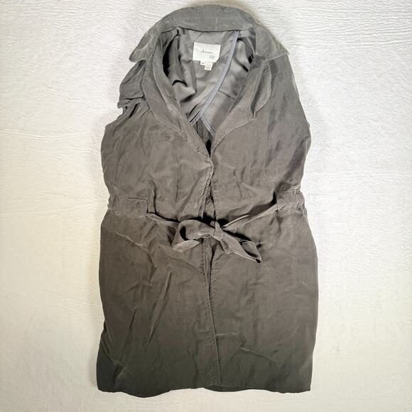 Anthropologie Elevenses Sleeveless Wrap Trench Shirt Dress/Vest Olive Green XS P - Picture 1 of 5
